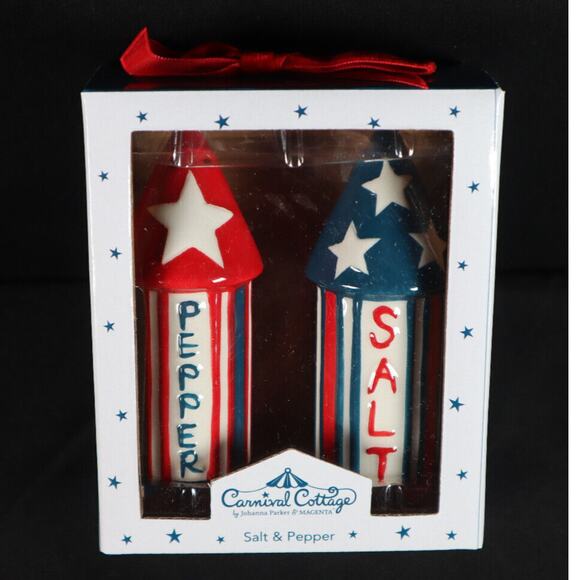 Johanna Parker Patriotic July 4th Salt & Pepper Shaker - Picture 1 of 4
